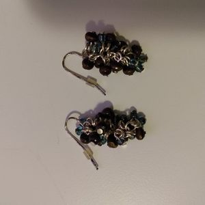 Brown and aqua hanging earrings